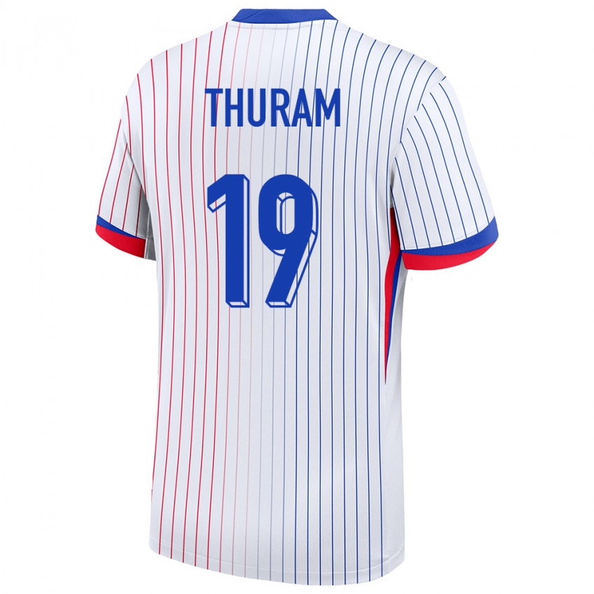 Børn Frankrig Khephren Thuram #19 Hvid Udebane Spillertrøjer 24-26 Trøje T-Shirt