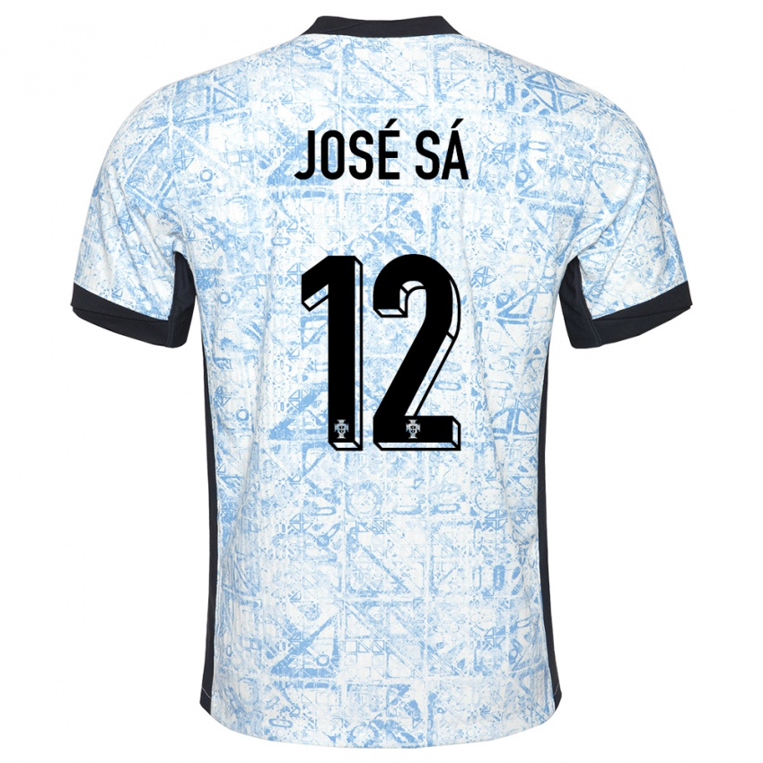 Børn Portugal Jose Sa #12 Creme Blå Udebane Spillertrøjer 24-26 Trøje T-Shirt