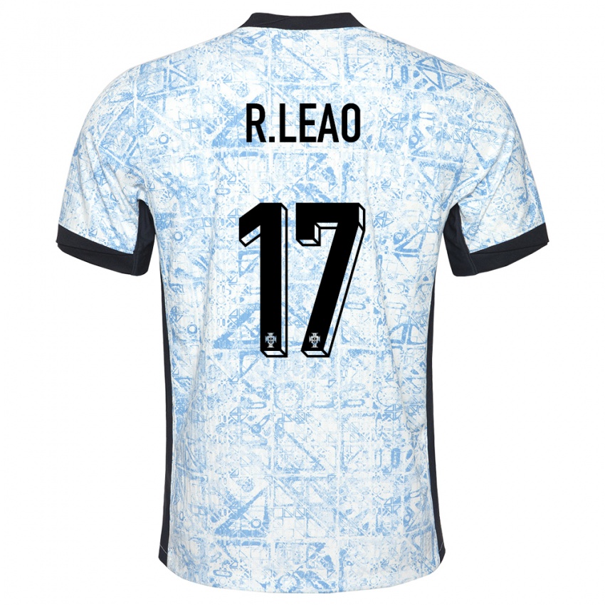 Børn Portugal Rafael Leao #17 Creme Blå Udebane Spillertrøjer 24-26 Trøje T-Shirt