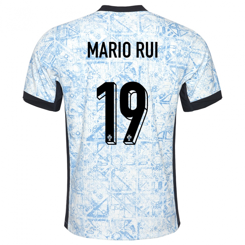 Børn Portugal Mario Rui #19 Creme Blå Udebane Spillertrøjer 24-26 Trøje T-Shirt