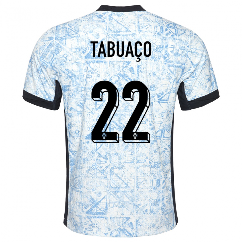 Børn Portugal Goncalo Tabuaco #22 Creme Blå Udebane Spillertrøjer 24-26 Trøje T-Shirt