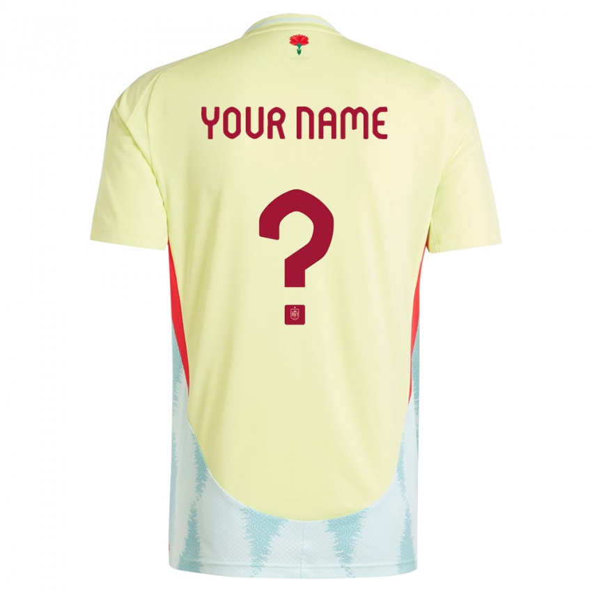 Børn Spanien Dit Navn #0 Gul Udebane Spillertrøjer 24-26 Trøje T-Shirt