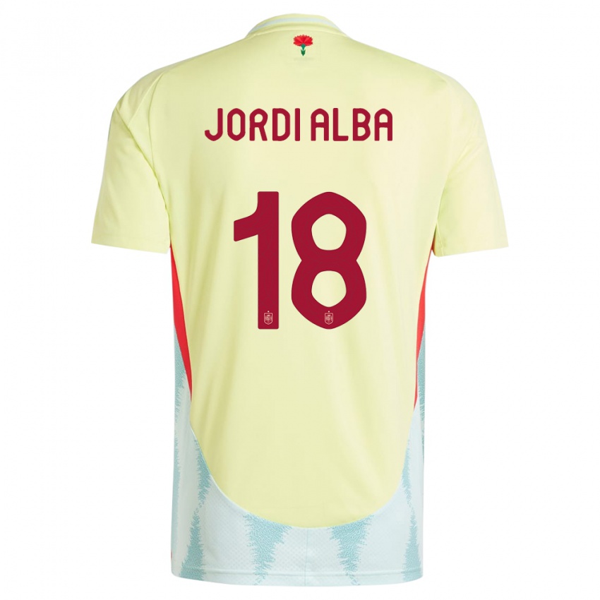 Børn Spanien Jordi Alba #18 Gul Udebane Spillertrøjer 24-26 Trøje T-Shirt