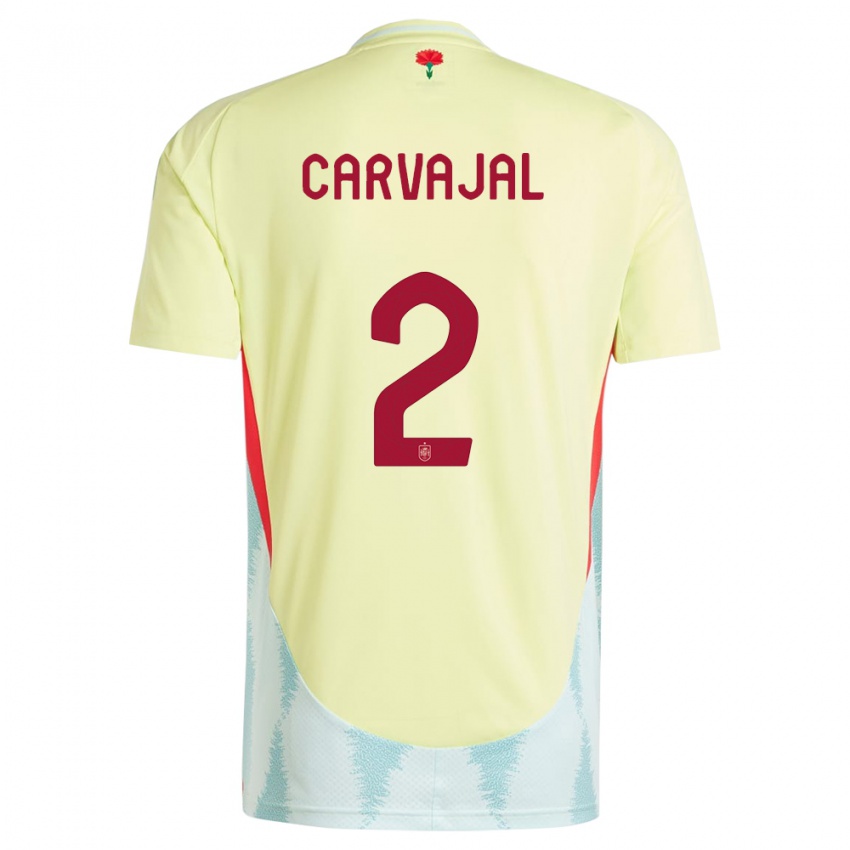 Børn Spanien Daniel Carvajal #2 Gul Udebane Spillertrøjer 24-26 Trøje T-Shirt