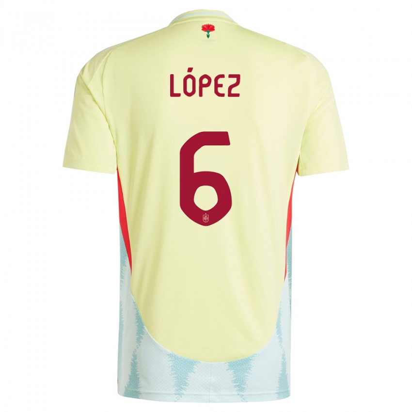 Børn Spanien Maitane Lopez #6 Gul Udebane Spillertrøjer 24-26 Trøje T-Shirt