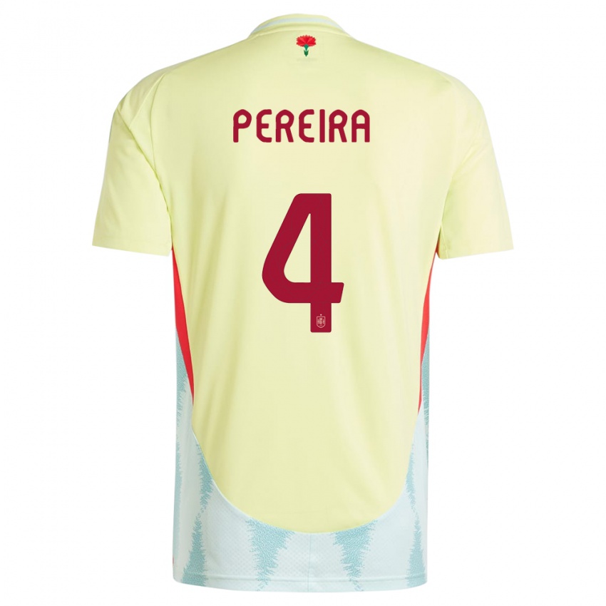 Børn Spanien Andrea Pereira #4 Gul Udebane Spillertrøjer 24-26 Trøje T-Shirt