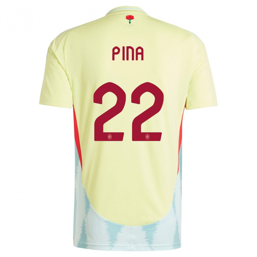 Børn Spanien Claudia Pina #22 Gul Udebane Spillertrøjer 24-26 Trøje T-Shirt