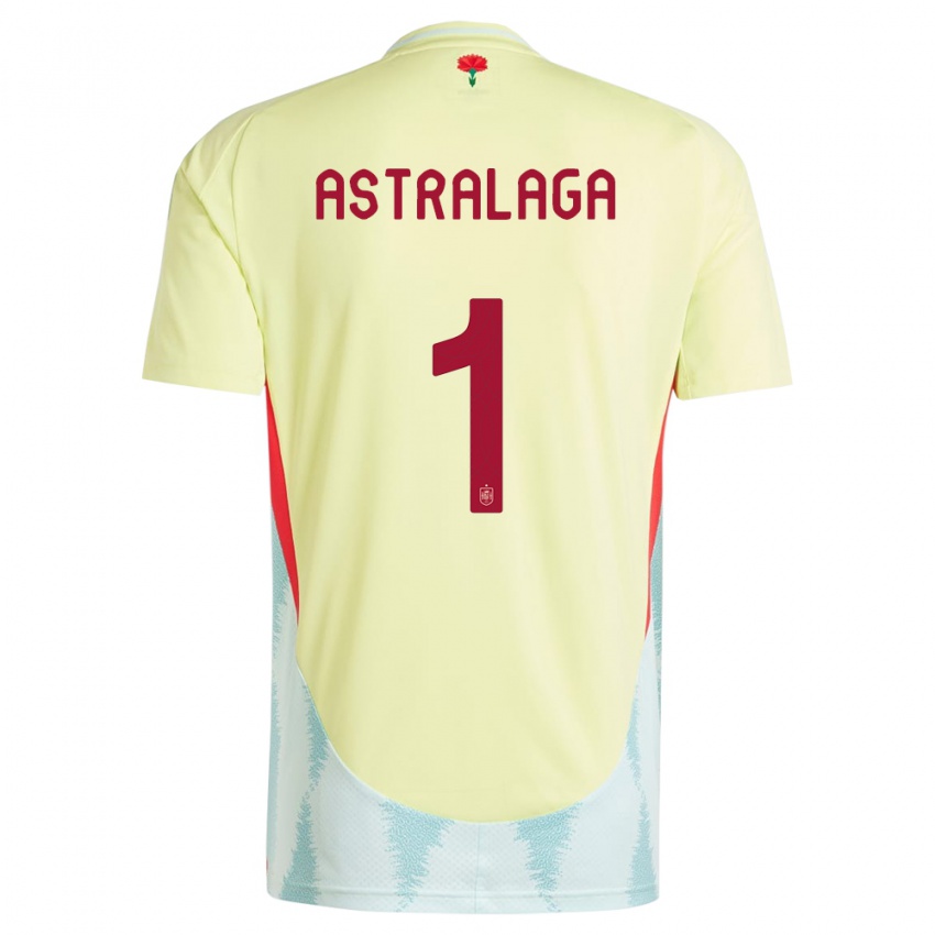 Børn Spanien Ander Astralaga #1 Gul Udebane Spillertrøjer 24-26 Trøje T-Shirt