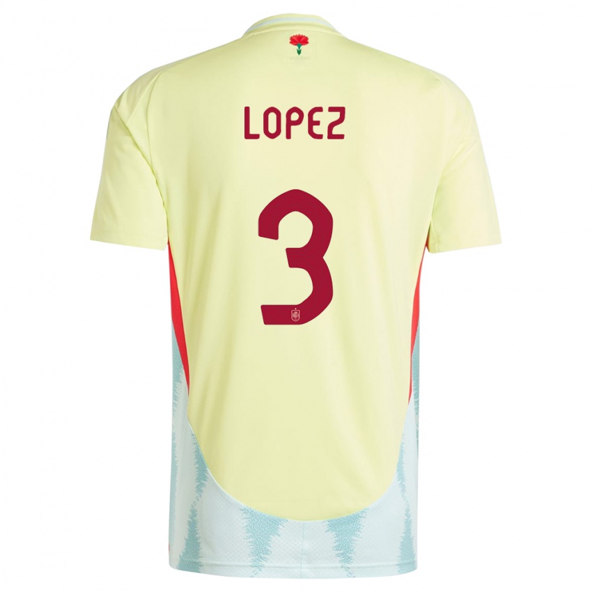 Børn Spanien Juan Lopez #3 Gul Udebane Spillertrøjer 24-26 Trøje T-Shirt