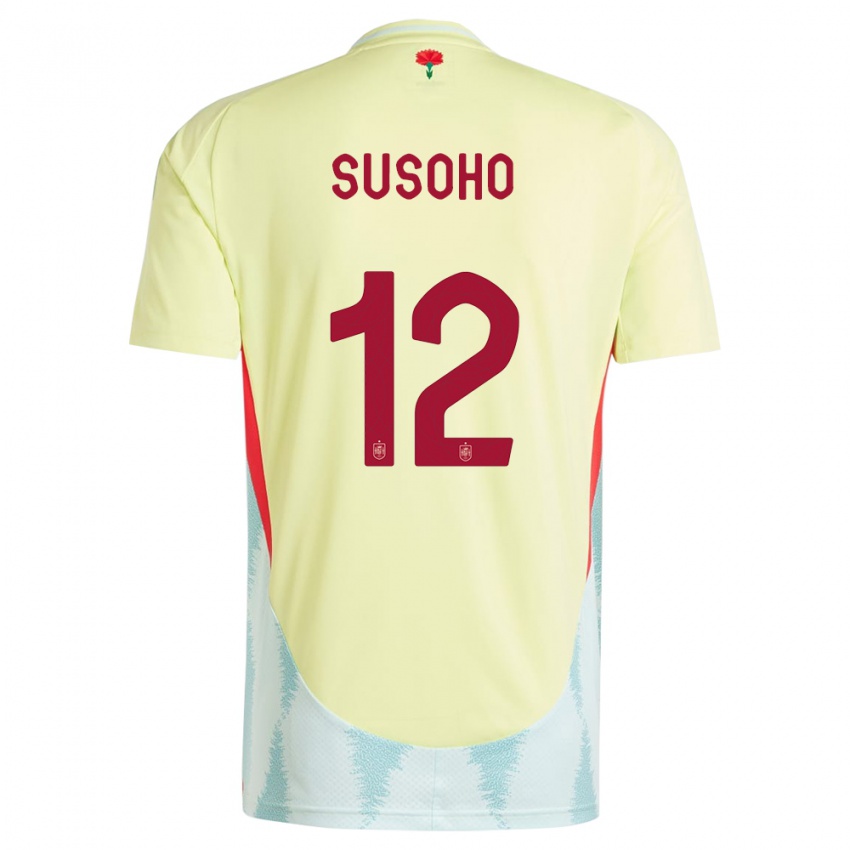 Børn Spanien Mahamadou Susoho #12 Gul Udebane Spillertrøjer 24-26 Trøje T-Shirt