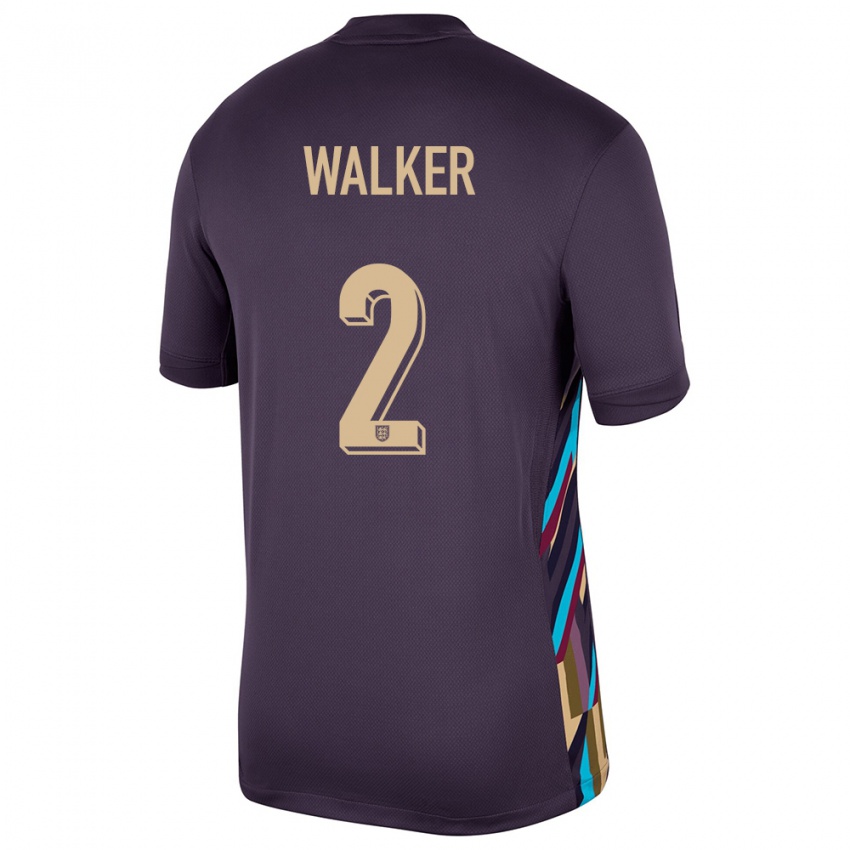 Børn England Kyle Walker #2 Mørk Rosin Udebane Spillertrøjer 24-26 Trøje T-Shirt