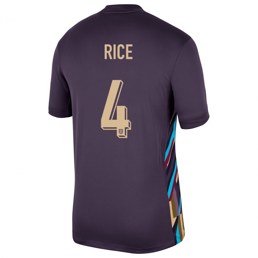 Børn England Declan Rice #4 Mørk Rosin Udebane Spillertrøjer 24-26 Trøje T-Shirt