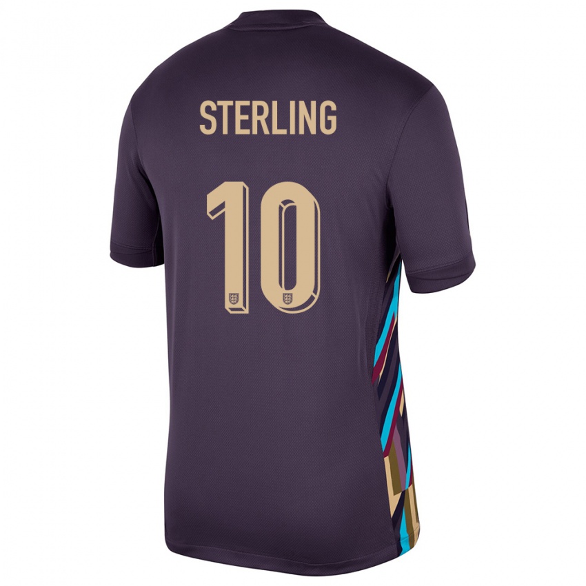 Børn England Raheem Sterling #10 Mørk Rosin Udebane Spillertrøjer 24-26 Trøje T-Shirt