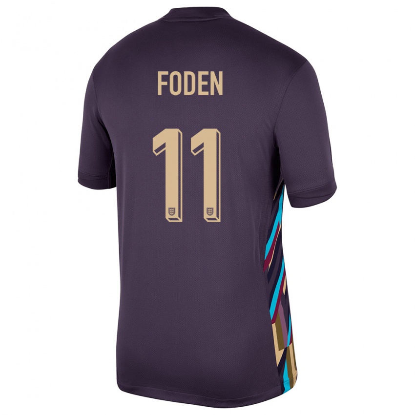 Børn England Phil Foden #11 Mørk Rosin Udebane Spillertrøjer 24-26 Trøje T-Shirt