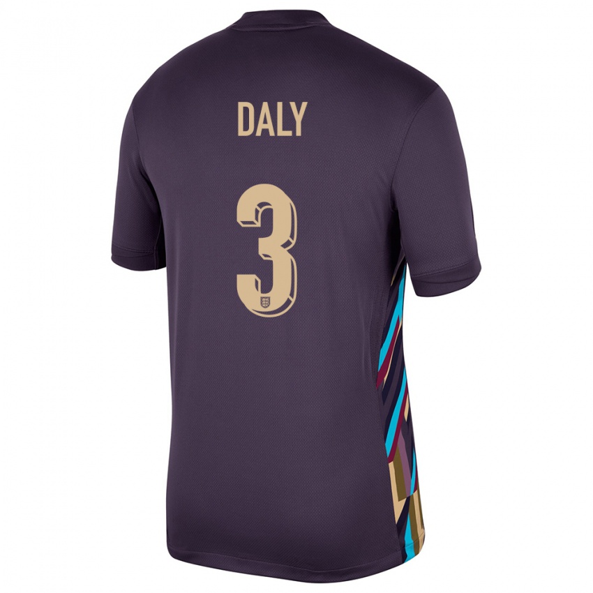 Børn England Rachel Daly #3 Mørk Rosin Udebane Spillertrøjer 24-26 Trøje T-Shirt