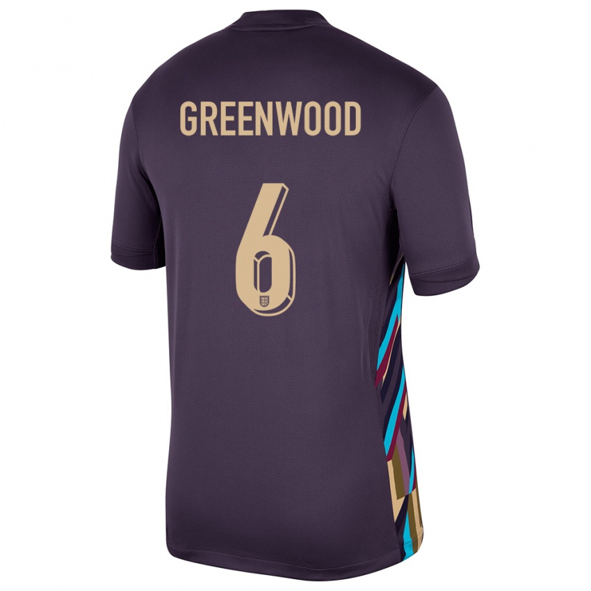 Børn England Alex Greenwood #6 Mørk Rosin Udebane Spillertrøjer 24-26 Trøje T-Shirt
