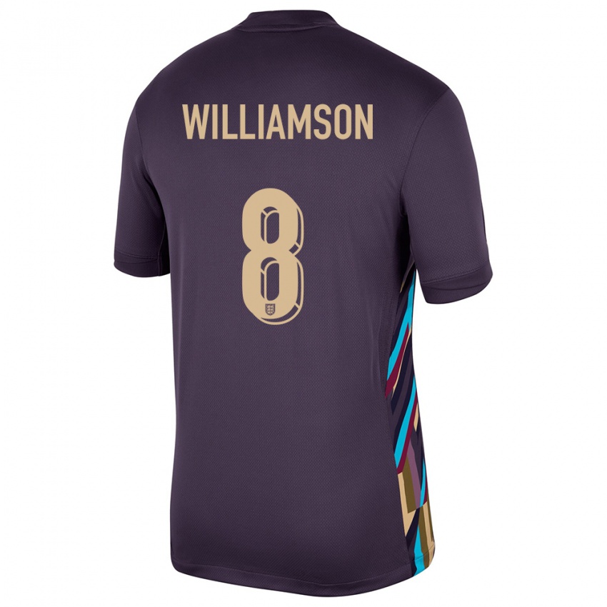 Børn England Leah Williamson #8 Mørk Rosin Udebane Spillertrøjer 24-26 Trøje T-Shirt