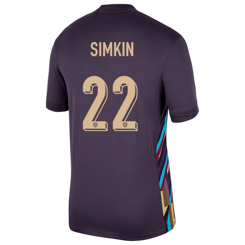 Børn England Tommy Simkin #22 Mørk Rosin Udebane Spillertrøjer 24-26 Trøje T-Shirt