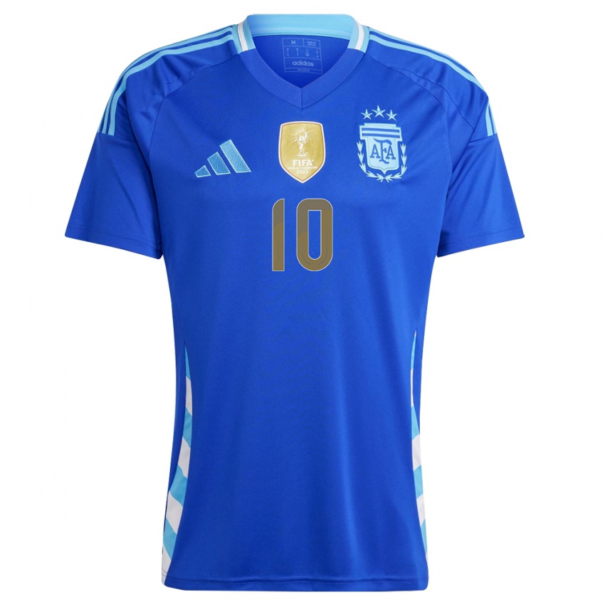 Børn Argentina Lionel Messi #10 Blå Udebane Spillertrøjer 24-26 Trøje T-Shirt