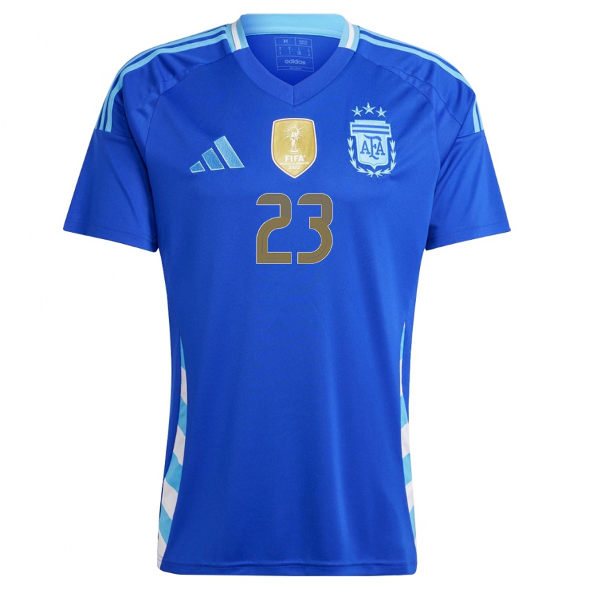 Børn Argentina Emiliano Martinez #23 Blå Udebane Spillertrøjer 24-26 Trøje T-Shirt