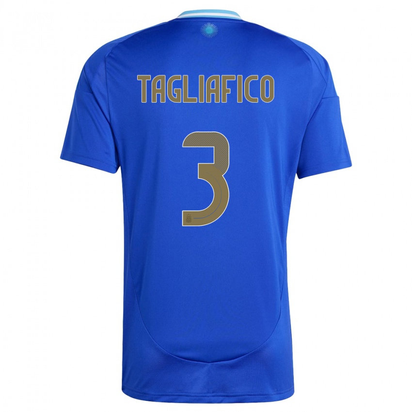 Børn Argentina Nicolas Tagliafico #3 Blå Udebane Spillertrøjer 24-26 Trøje T-Shirt