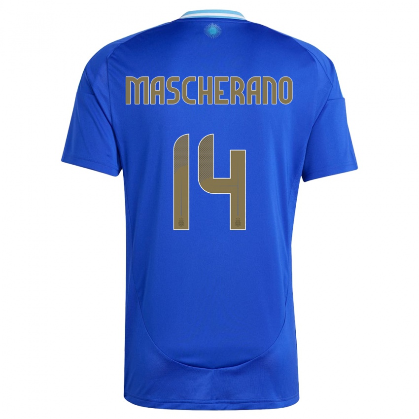 Børn Argentina Javier Mascherano #14 Blå Udebane Spillertrøjer 24-26 Trøje T-Shirt