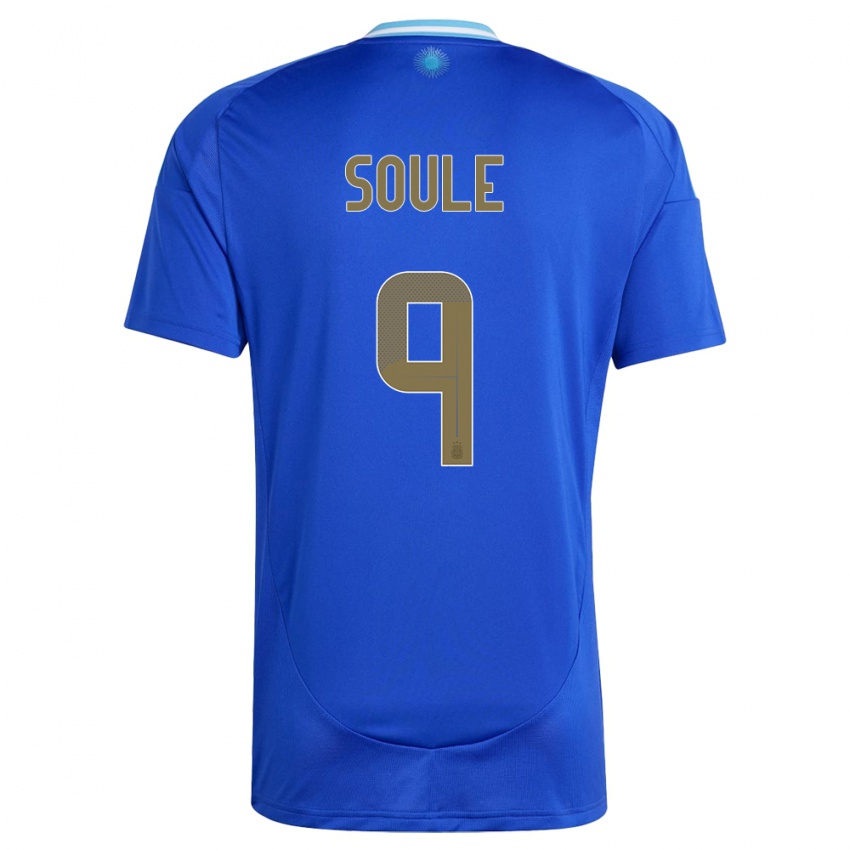 Børn Argentina Matias Soule #9 Blå Udebane Spillertrøjer 24-26 Trøje T-Shirt