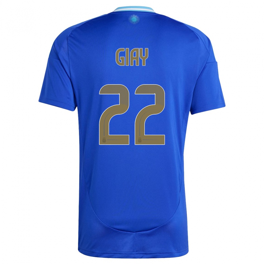 Børn Argentina Agustin Giay #22 Blå Udebane Spillertrøjer 24-26 Trøje T-Shirt