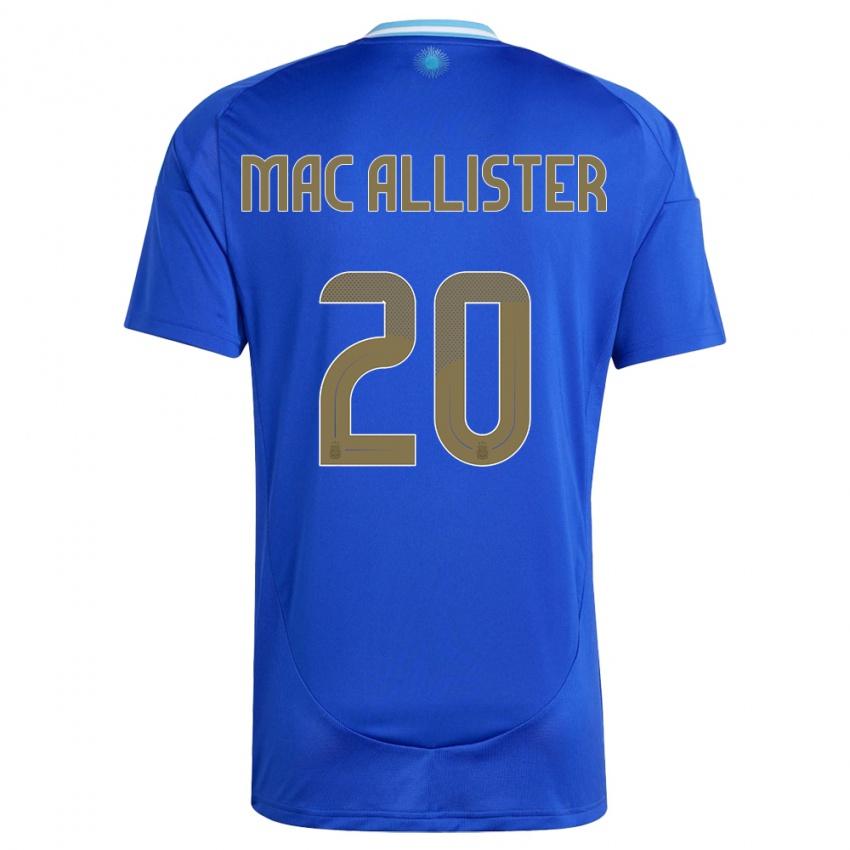 Børn Argentina Alexis Mac Allister #20 Blå Udebane Spillertrøjer 24-26 Trøje T-Shirt