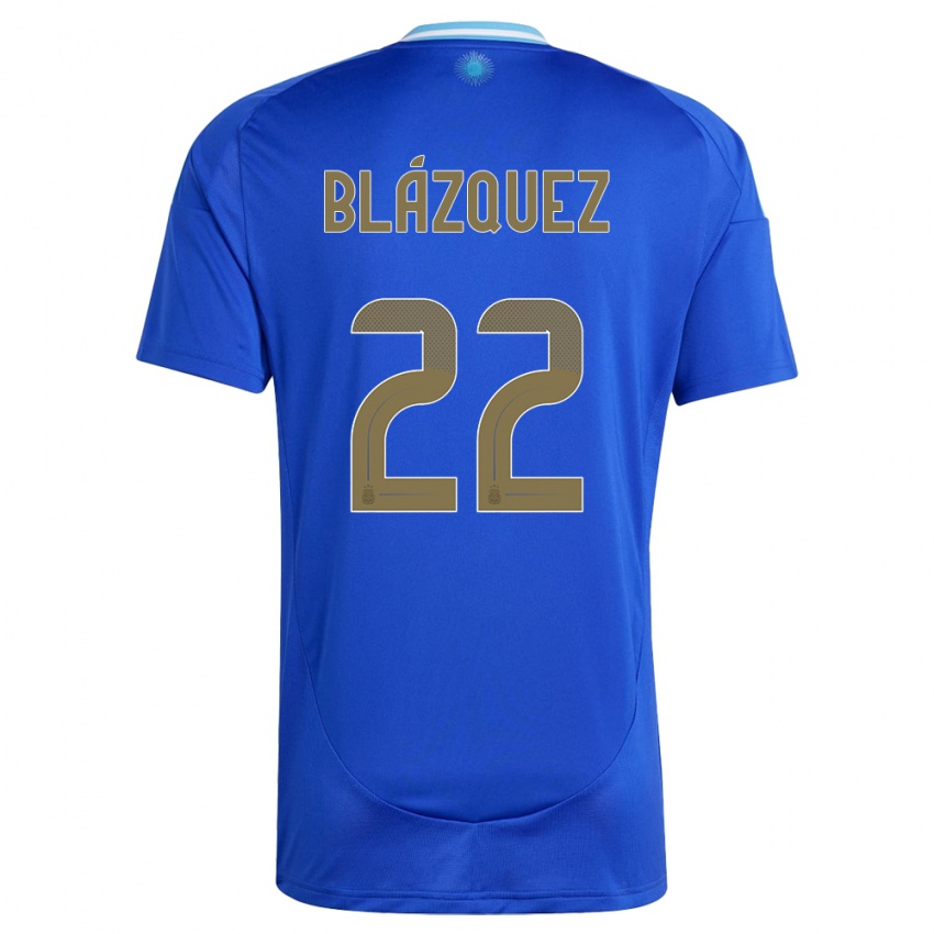 Børn Argentina Joaquin Blazquez #22 Blå Udebane Spillertrøjer 24-26 Trøje T-Shirt