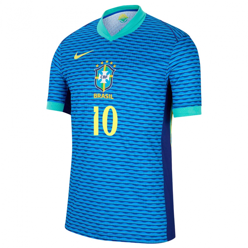 Børn Brasilien Neymar #10 Blå Udebane Spillertrøjer 24-26 Trøje T-Shirt