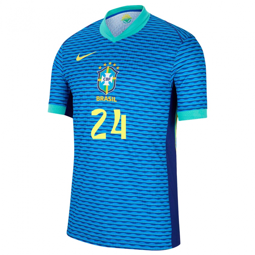 Børn Brasilien Ederson #24 Blå Udebane Spillertrøjer 24-26 Trøje T-Shirt