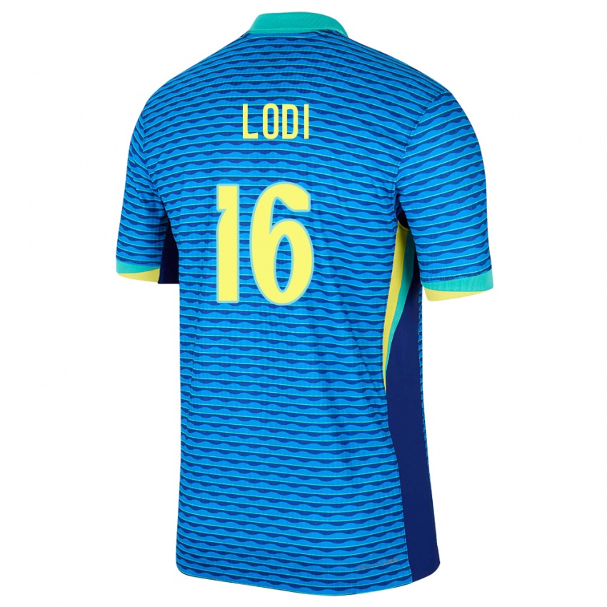 Børn Brasilien Renan Lodi #16 Blå Udebane Spillertrøjer 24-26 Trøje T-Shirt