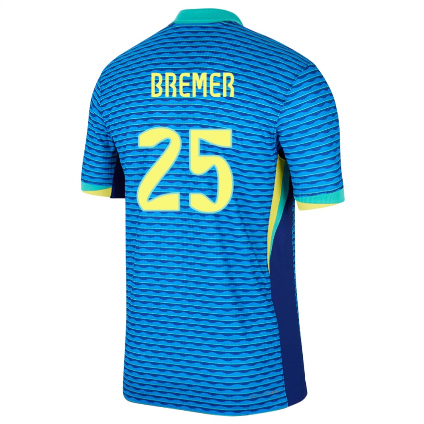 Børn Brasilien Bremer #25 Blå Udebane Spillertrøjer 24-26 Trøje T-Shirt