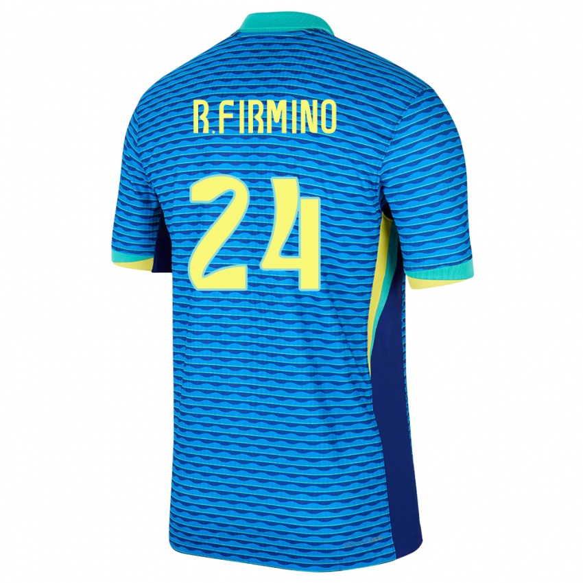 Børn Brasilien Roberto Firmino #24 Blå Udebane Spillertrøjer 24-26 Trøje T-Shirt