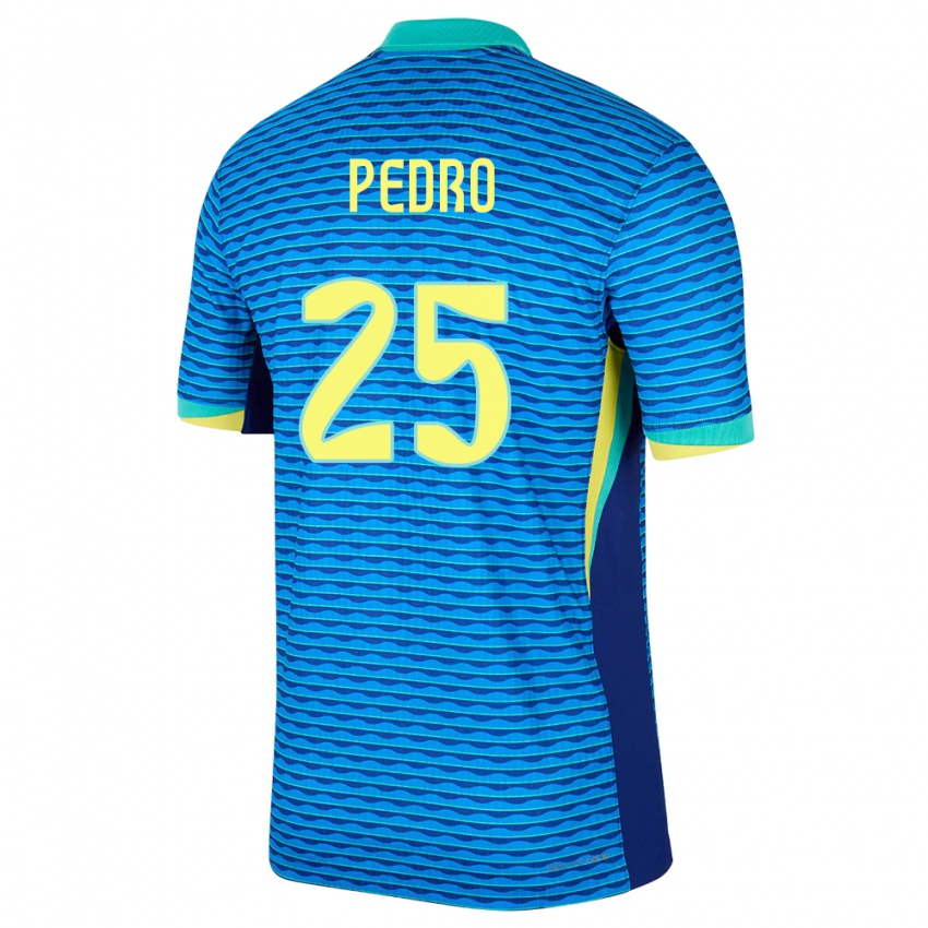 Børn Brasilien Pedro #25 Blå Udebane Spillertrøjer 24-26 Trøje T-Shirt