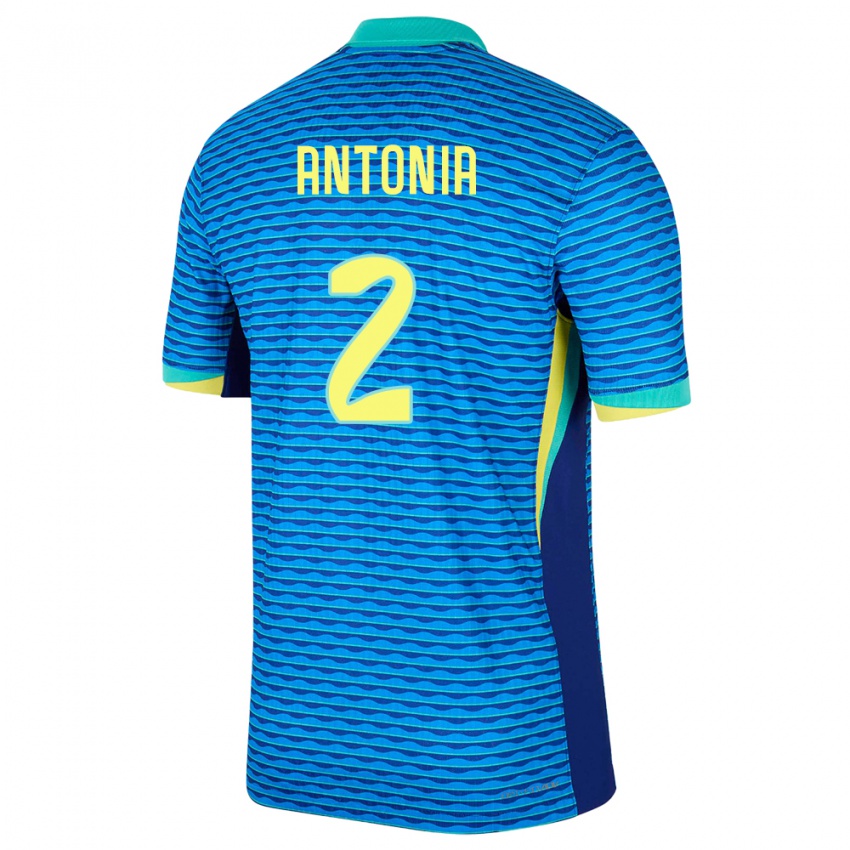 Børn Brasilien Antonia #2 Blå Udebane Spillertrøjer 24-26 Trøje T-Shirt