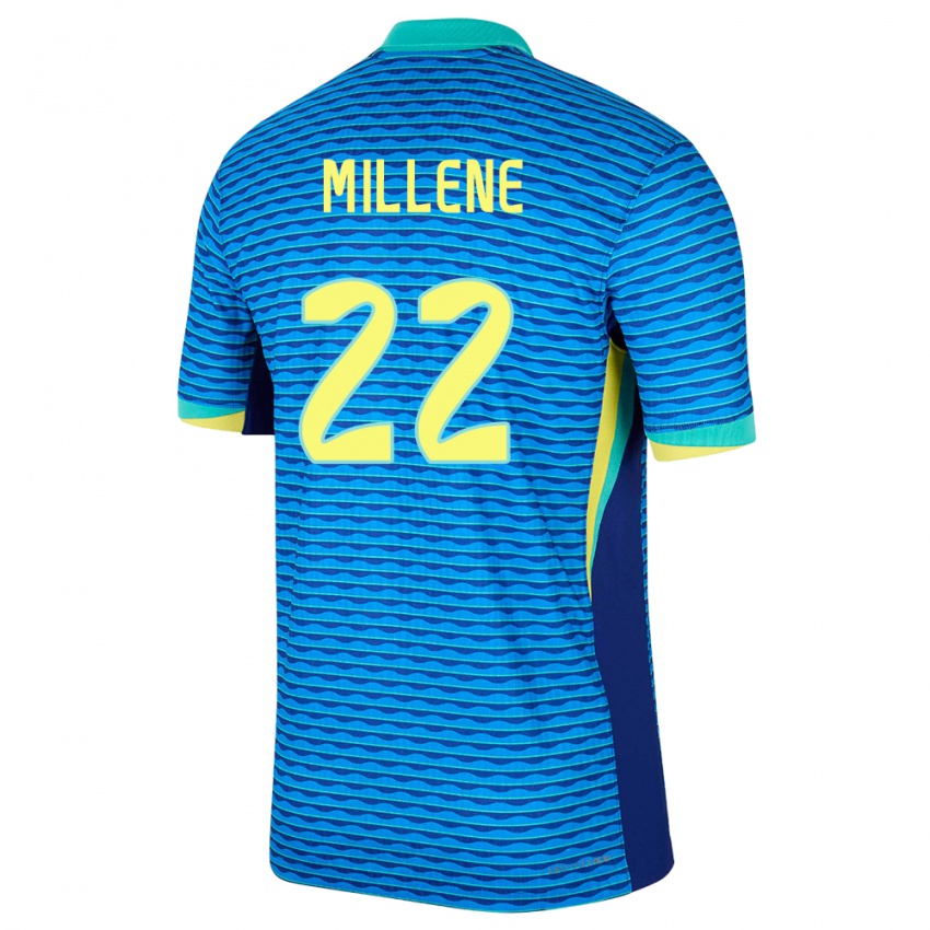 Børn Brasilien Millene #22 Blå Udebane Spillertrøjer 24-26 Trøje T-Shirt