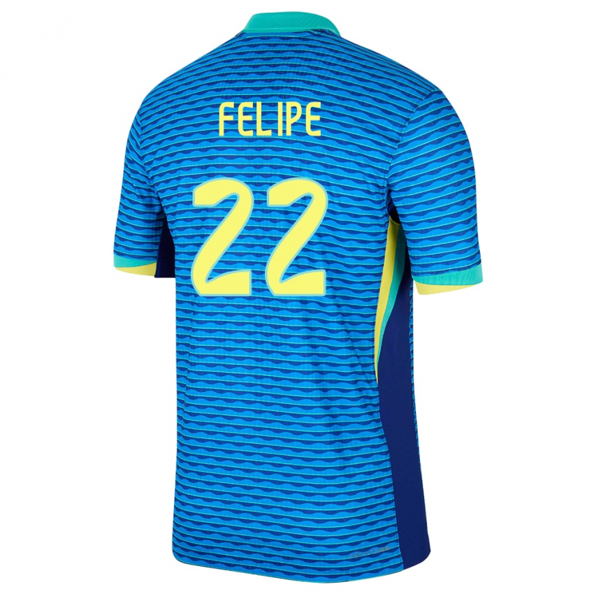 Børn Brasilien Cayo Felipe #22 Blå Udebane Spillertrøjer 24-26 Trøje T-Shirt