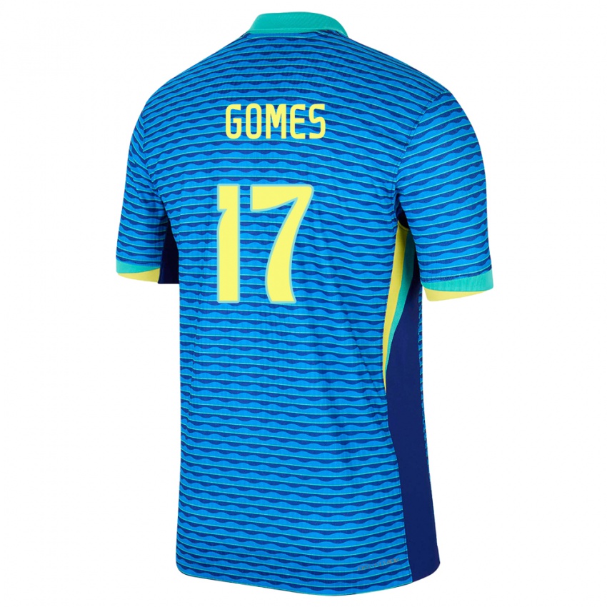 Børn Brasilien William Gomes #17 Blå Udebane Spillertrøjer 24-26 Trøje T-Shirt