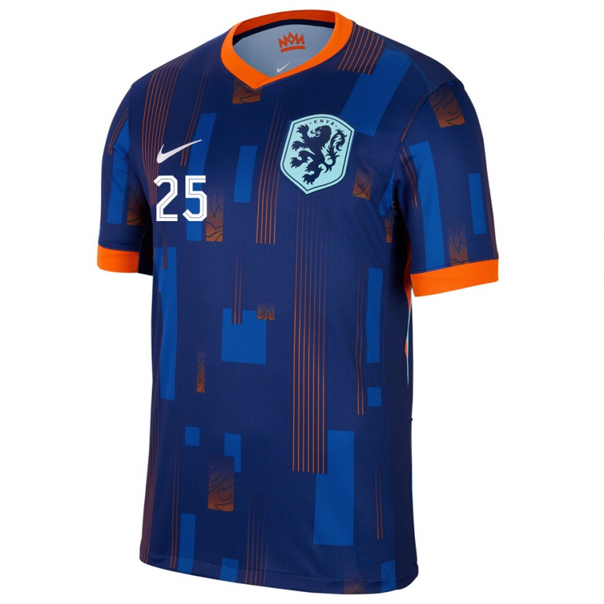 Børn Holland Steven Bergwijn #25 Blå Udebane Spillertrøjer 24-26 Trøje T-Shirt