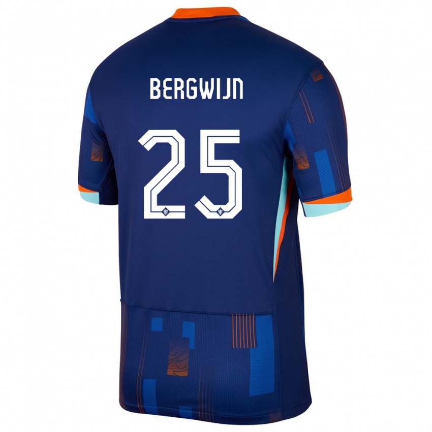Børn Holland Steven Bergwijn #25 Blå Udebane Spillertrøjer 24-26 Trøje T-Shirt