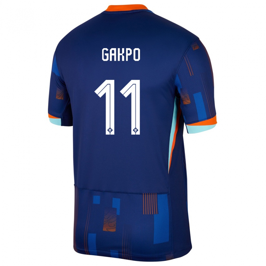 Børn Holland Cody Gakpo #11 Blå Udebane Spillertrøjer 24-26 Trøje T-Shirt