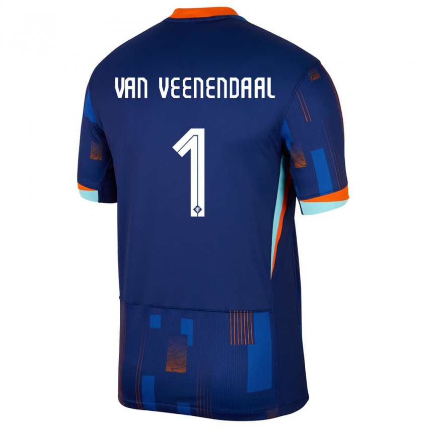 Børn Holland Sari Van Veenendaal #1 Blå Udebane Spillertrøjer 24-26 Trøje T-Shirt