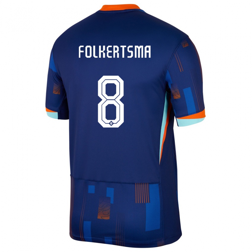 Børn Holland Sisca Folkertsma #8 Blå Udebane Spillertrøjer 24-26 Trøje T-Shirt