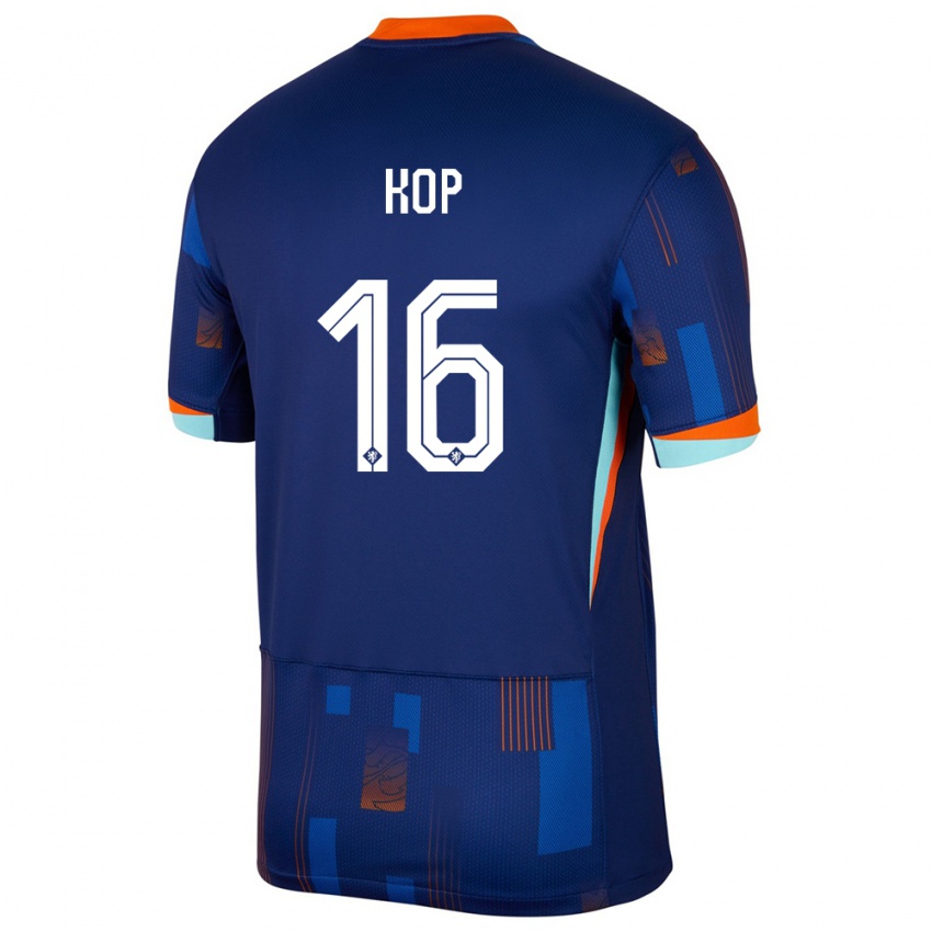 Børn Holland Lize Kop #16 Blå Udebane Spillertrøjer 24-26 Trøje T-Shirt