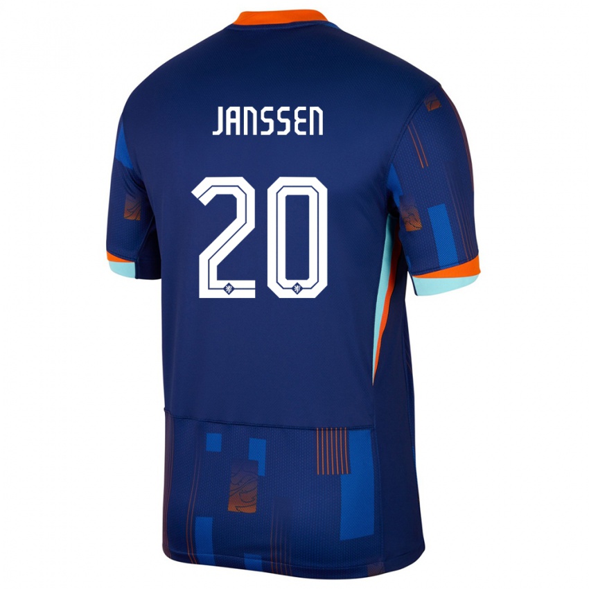 Børn Holland Dominique Janssen #20 Blå Udebane Spillertrøjer 24-26 Trøje T-Shirt