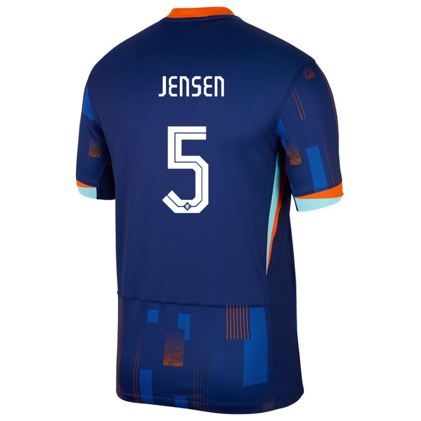 Børn Holland Koen Jensen #5 Blå Udebane Spillertrøjer 24-26 Trøje T-Shirt