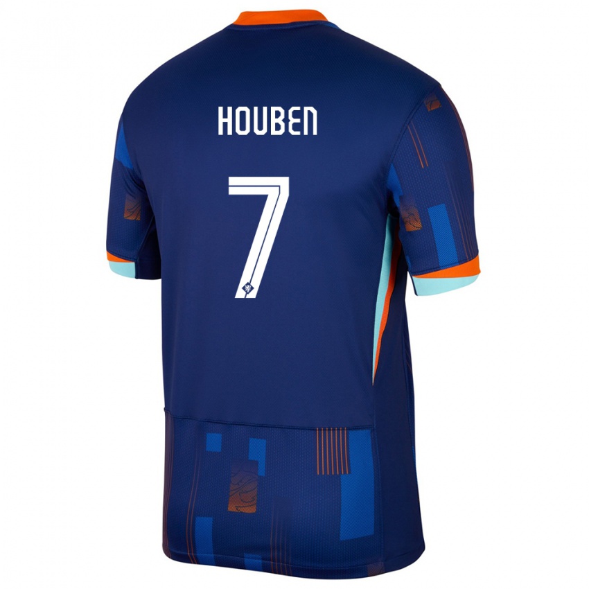 Børn Holland Iggy Houben #7 Blå Udebane Spillertrøjer 24-26 Trøje T-Shirt