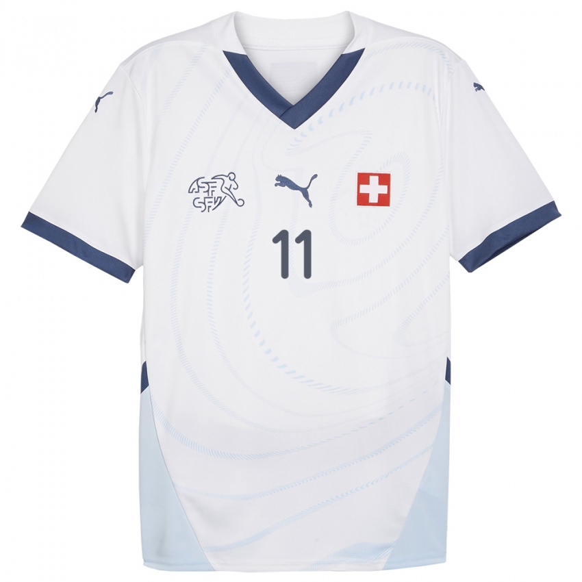 Børn Schweiz Renato Steffen #11 Hvid Udebane Spillertrøjer 24-26 Trøje T-Shirt